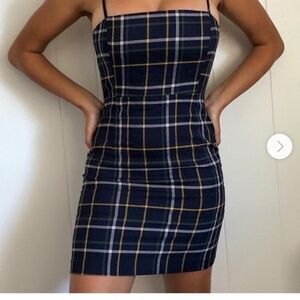 Forever 21 dress plaid navy blue small Y2k basic school uniform Academia mini